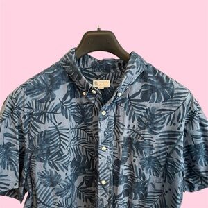 Funky 80s Style Short Sleeve Striped Button Up Shirt - Floral / Hawaiian